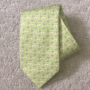 STAGG yellow labrador retriever green silk tie.